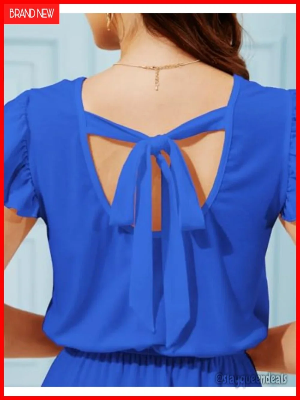 Casual Dress with Ruffle Sleeves and Pockets for Work or Daily Wear